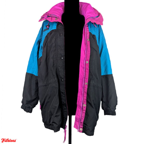 Vintage Columbia Sportswear Radial Sleeve 2 In 1 Two In One Jacket Winter Pink Teal Black Women's Medium Thrift Fishtoes