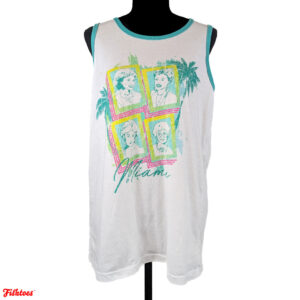 ABC Studios Golden Girls Miami Aqua White Neon Tank Top Nineties Vintage Women's Large Tank Top Thrift Fishtoes