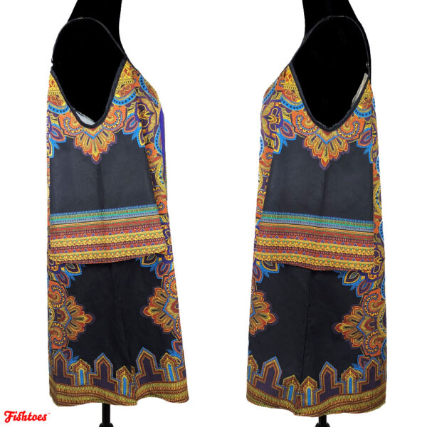 African Pattern Indian Detailed Ornate Printed Long Blouse Top Peek A Boo Women's Medium Thrift