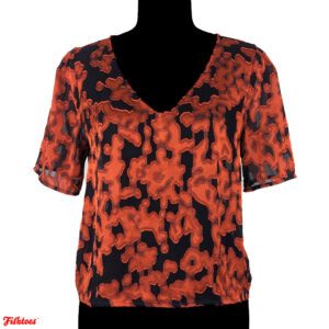 Babaton Orange Black Lava Funky Women's Small Short Sleeve Top Thrift Fishtoes