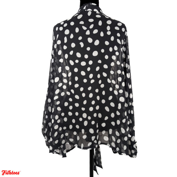 Black White Polka Dots Women's Large Long Sleeve Top Wrap