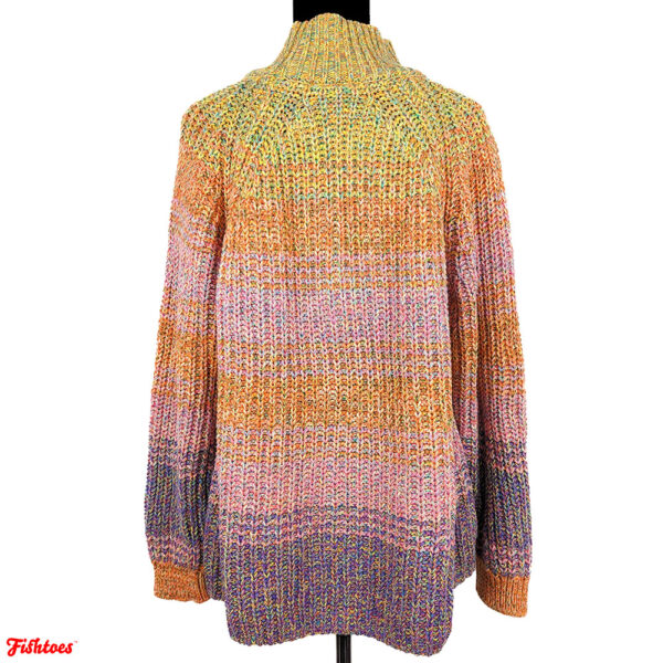 Colorful Woven Rainbow Turtleneck Sweater Women's XL