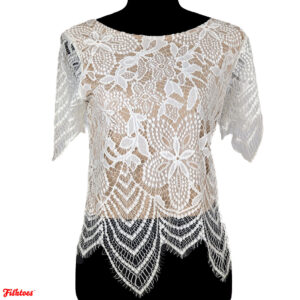 Express White Lace Short Sleeve Top Blouse Women's XS Thrift Fishtoes