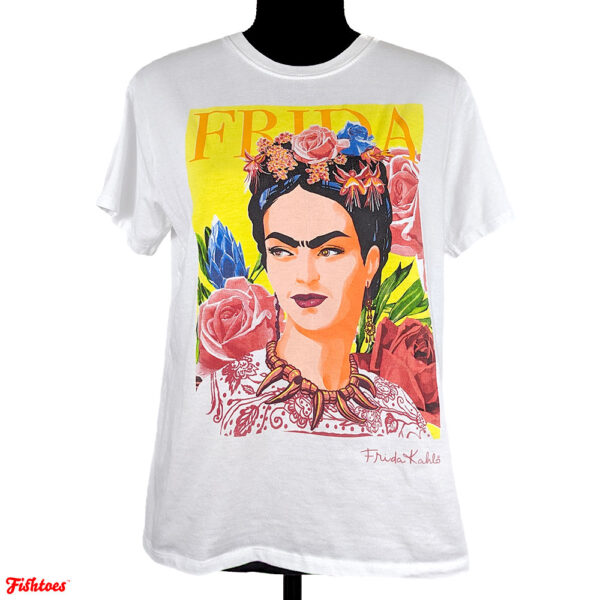 Frida Kahlo Printed T-Shirt Women's Medium Roses