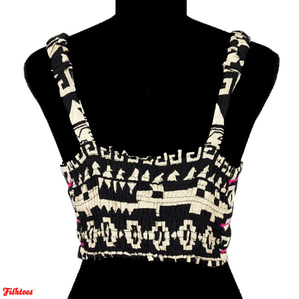 Fun And Flirt Black White Hot Pink Crop Top Tank Aztec Southwest Women's Medium