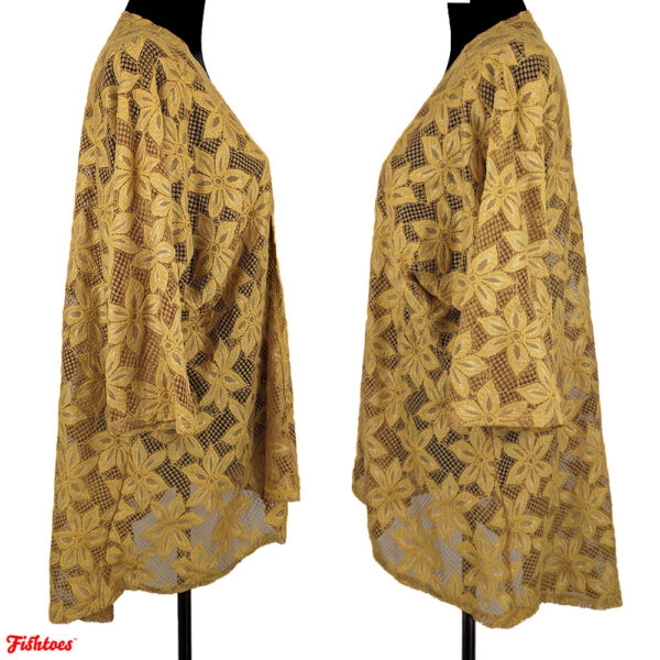 Gold Golden Sheer Overcoat Swimwear Coverup Cover Up Jacket