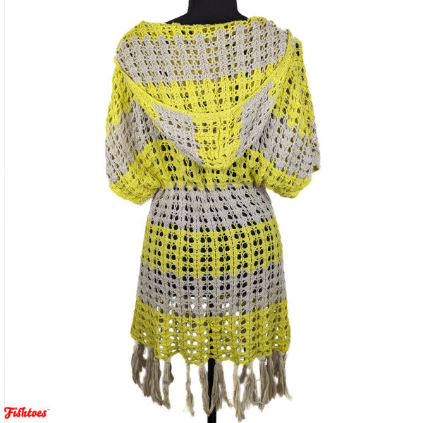 Hooded Crochet Dress Beach Cover Up Hoodie Women's Large