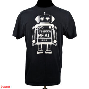 It's Been Real Robot Graphic Printed T-Shirt Men's Large Black White