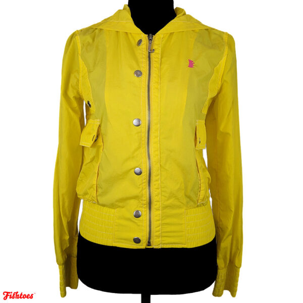 Juicy Couture Yellow Cropped Rain Coat Jacket Hoodie Cropped Women's Small