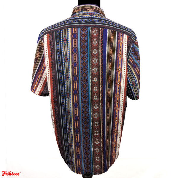 Multi Pattern Funky Colorful Printed Short Sleeve Dress Shirt Men's Large Thrift