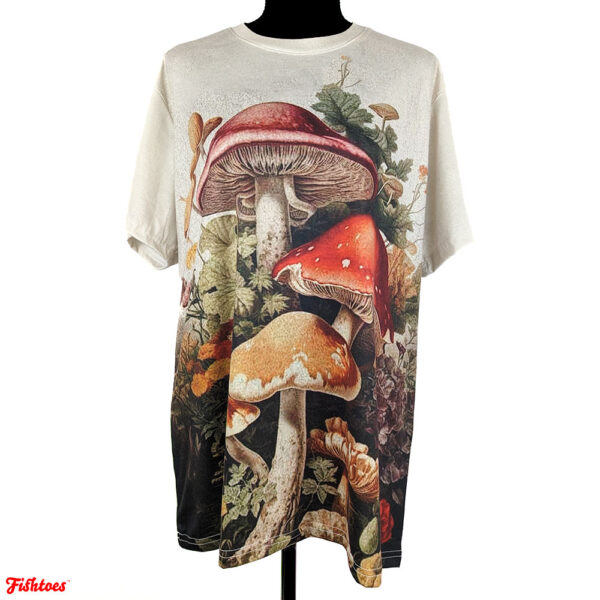 Giant Mushrooms Printed T-Shirt Women's Medium Thrift