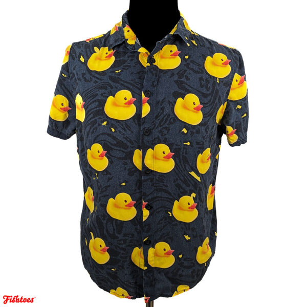 Neff Rubber Duck Printed Graphic Dress Shirt Men's Large Short Sleeve Shirt Thrift Fishtoes