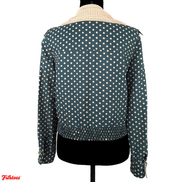 Oscar De La Renta Vintage Polka Dot Collared Cropped Jacket Women's Small