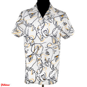 Picasso Modern Art Painting Contemporary Yellow Black White Men's Large Short Sleeve Button Up Dress Shirt Thrift Fishtoes