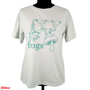 Printed Graphic Frogs Mushroom Fairy Flower Green Mint T-Shirt Women's Medium Thrift Fishtoes