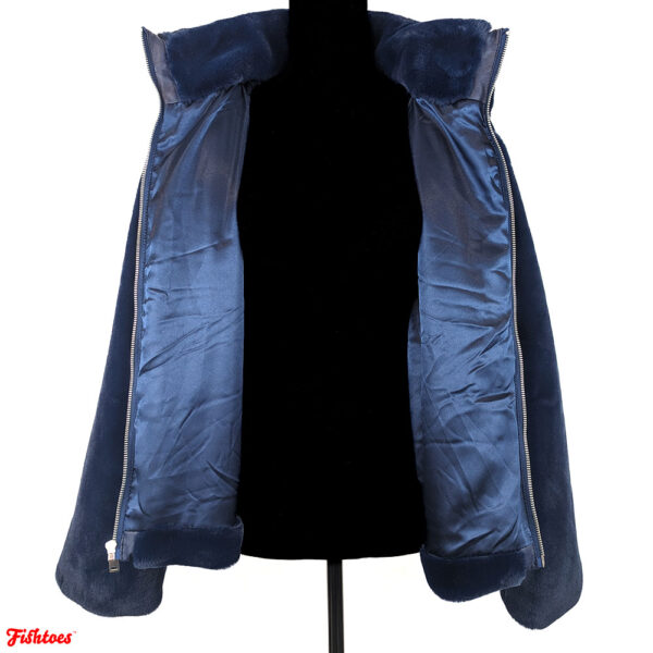 ROYAL BLUE VELVETY BOMBER JACKET - Image 4