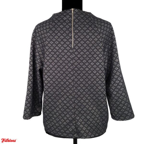 Shiny Patterned Loose Fit Top Blouse Shirt Long Sleeve Women's Medium