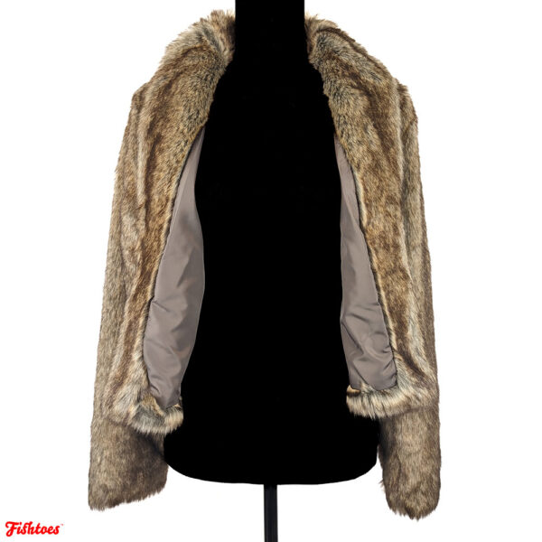 Short Cropped Brown Fur Jacket Vintage Style Women's Medium Thrift