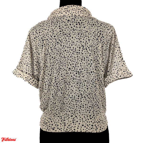 Small Cheetah Pattern Vintage Style Collared Top Shirt Blouse Women's Medium