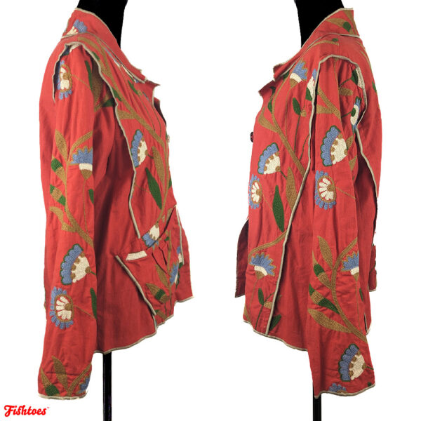 Unique Authentic Sixties Seventies Hippie Embroidered Long Sleeve Shirt Jacket Women's Small Thrift