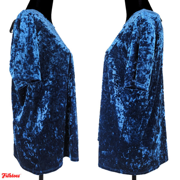 Velvety Velvet Electric Blue Short Sleeve Shirt Women's Large Thrift