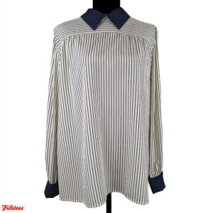 Vintage Personal 2 Women's Large Pinstripe Collared Long Sleeve Silky Dress Shirt