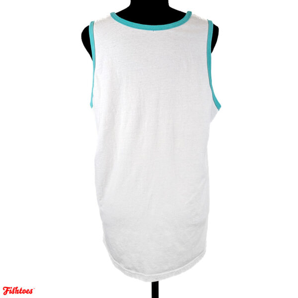 Vintage Women's Large Tank Top Aqua White Thrift