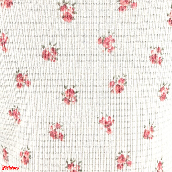 90's Style Little Rose Flower Printed Ribbed Fabric