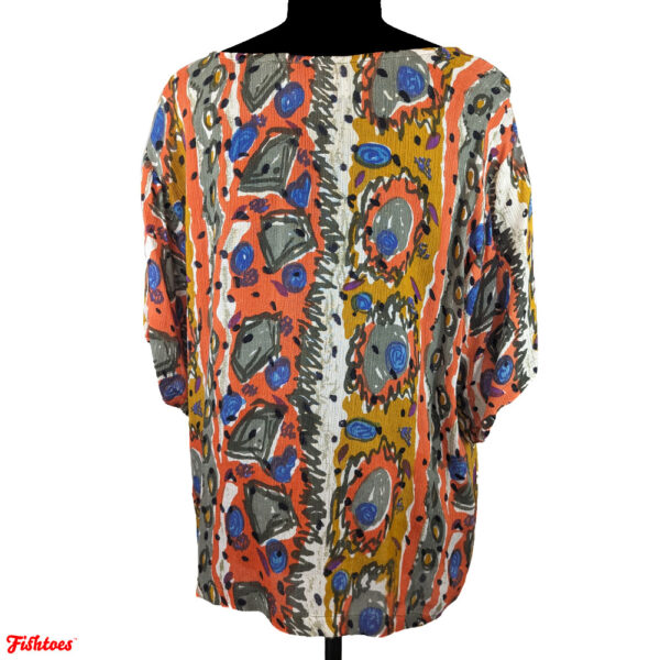 90's Vintage Passports Of Pier 1 Imports Colorful Short Sleeve Shirt Women's Medium Thrift