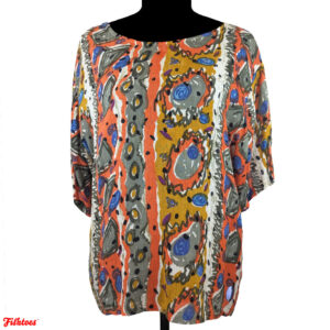 90's Vintage Passports Of Pier 1 Imports Colorful Short Sleeve Shirt Women's Medium Thrift Fishtoes