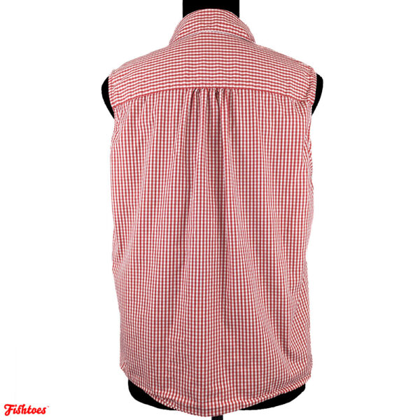 Anne Klein Picnic Table Red White Striped Checkered Tank Top Tie Women's Medium