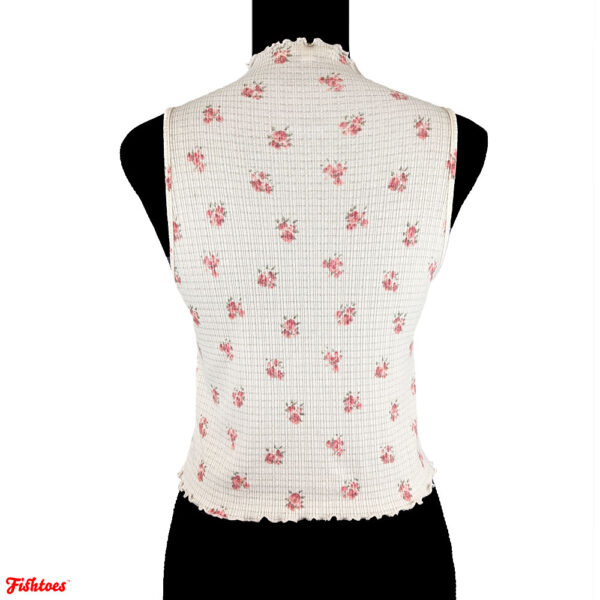 Antistar 90's Style Little Rose Flower Printed Stretchy Tank Top Women's Medium Turtleneck