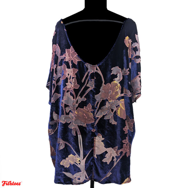 Art Nouveau Flapper Styke Purple Blue Pink Velvety Floral Shirt Top Blouse 2x XL Women's