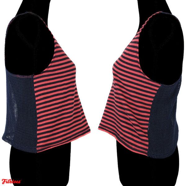 PINK + BLUE MESH BACKED CROPPED TANK TOP - Image 2