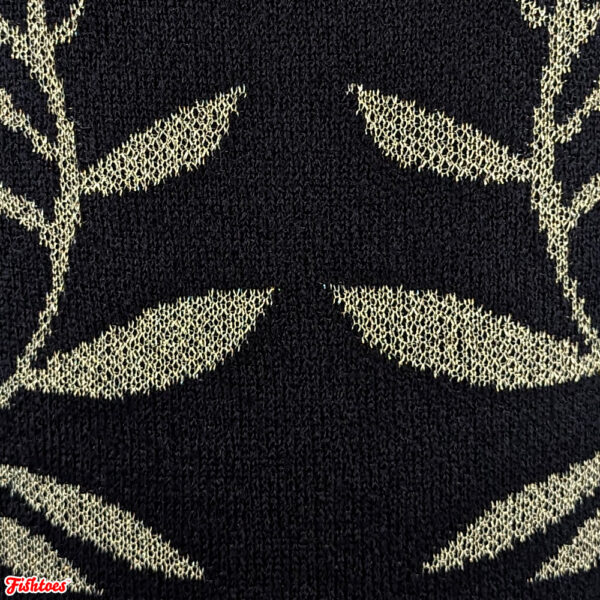 Black Sweater Gold Leaf Leaves Fabric