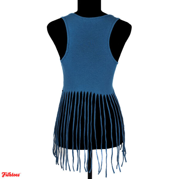 Dark Teal Tank Top Fringe Women's Small