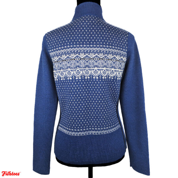 Eddie Bauer Blue White Pattern Turtleneck Snow Sweater Zip Women's Small