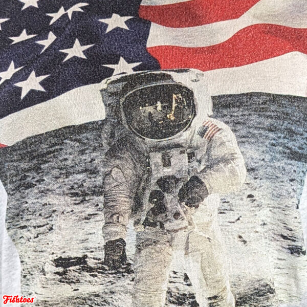 Freeze Space Astronaut Moon Landing American Flag Nasa Women's XS T-Shirt Crop Top