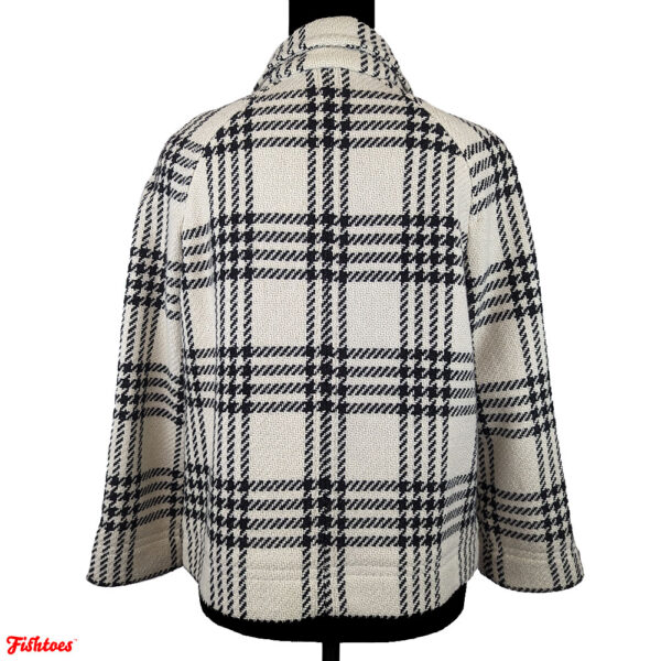 Gap White Black Plaid Winter Heavy Short Peacoat Big Buttons Women's Large