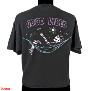 Good Vibes Skeleton Hammock Print Crop Top T-Shirt Women's Medium Thrift Fishtoes