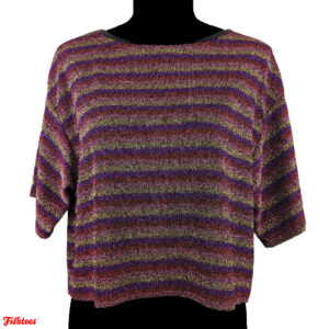 If She Loves Me Gold Red Purple Pink Striped Sparkle Short Sleeve Crop Top Shirt Women's Small