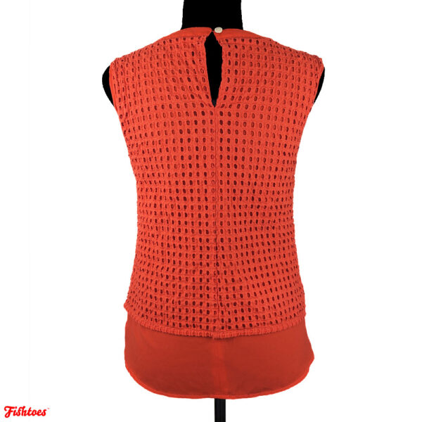 J Crew Orange Red Eyelet Layered Thick Tank Top Women's Small Size 4