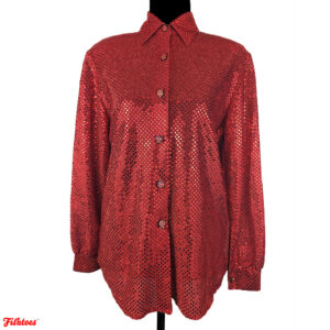 Joanna 90's Red Sequin Collared Long Sleeve Button Up Shirt Women's Small