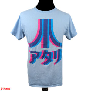 Light Blue Hot Pink Atari Print Printed Men's Medium T-Shirt