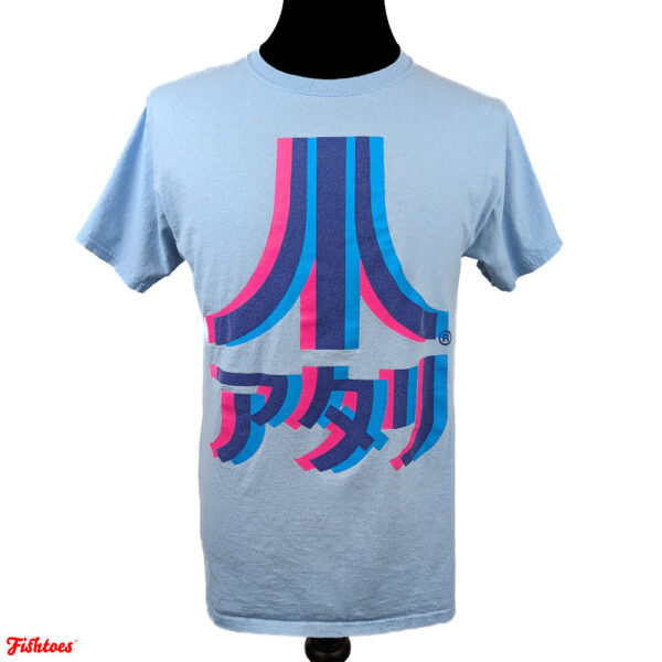 Light Blue Hot Pink Atari Print Printed Men's Medium T-Shirt