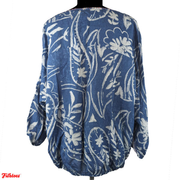 Lucky Brand Blue White Paisley Painted Beach Shirt Women's XL