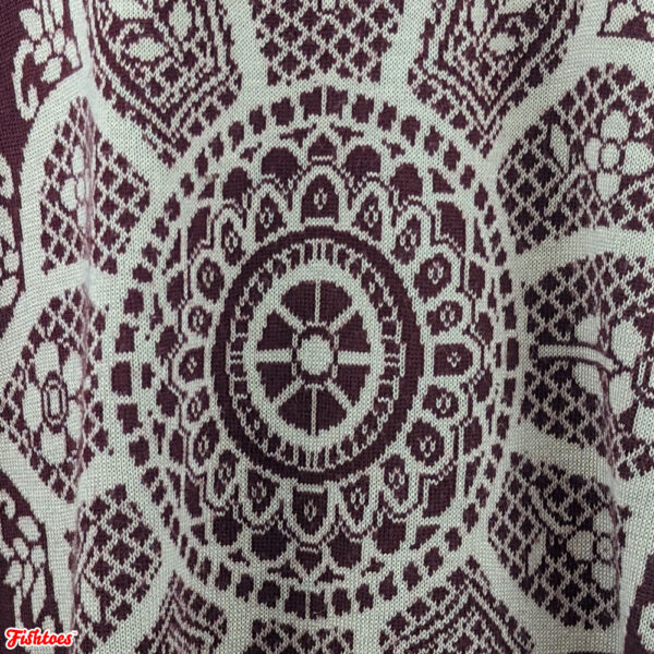 Mandala Fabric Woven White Red