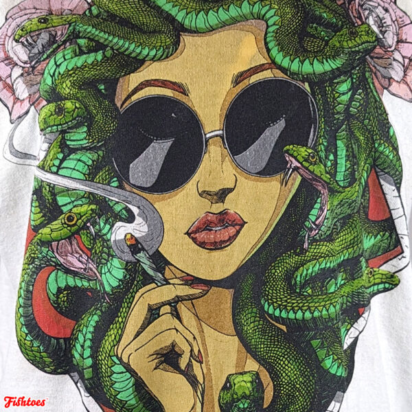 Medusa Sunglasses Cigarette Snakes Graphic Print Printed Shirt Sleeveless Women's Medium Threadless