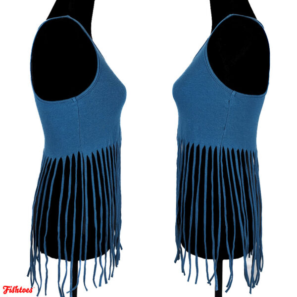 Oboe Fringe Teal Tank Top Women's Small