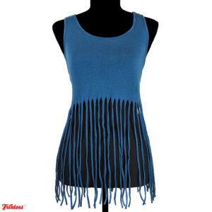 Oboe Teal Tank Top Fringe Crop Top Festival Women's Small